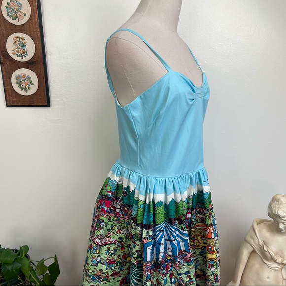 Modcloth Unique Vintage Where's Waldo Fairground Summer Darcy Swing Dress Large - Picture 8 of 13